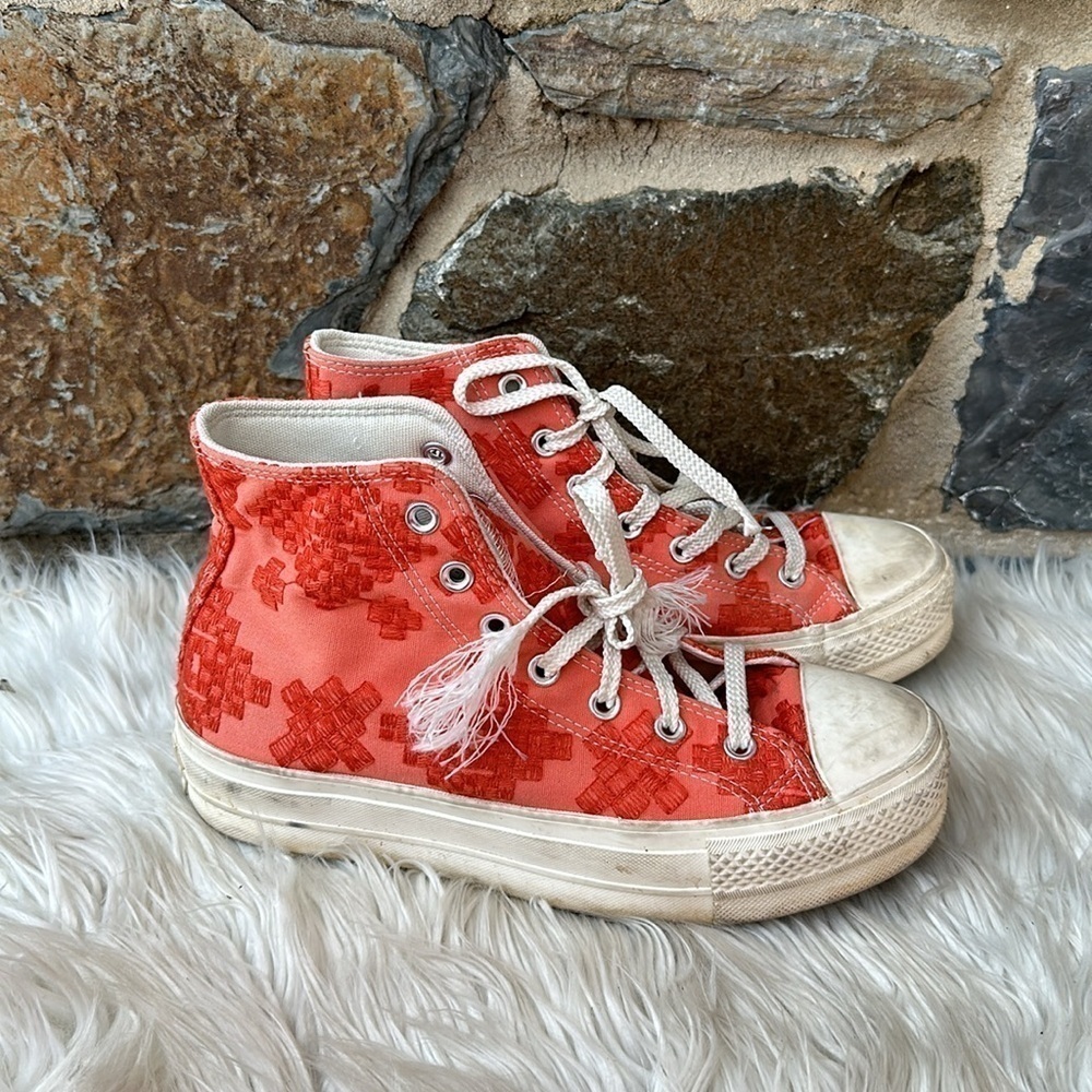 Converse Chuck Taylor Tonal Embroidery Lift Platform Orange Size 8.5 - Picture 4 of 8